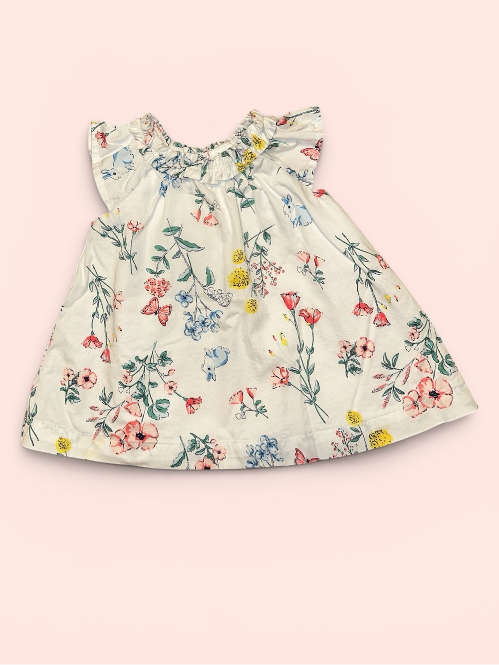 Carter's White Floral Sateen Cotton Baby Girl Dress 3 mo